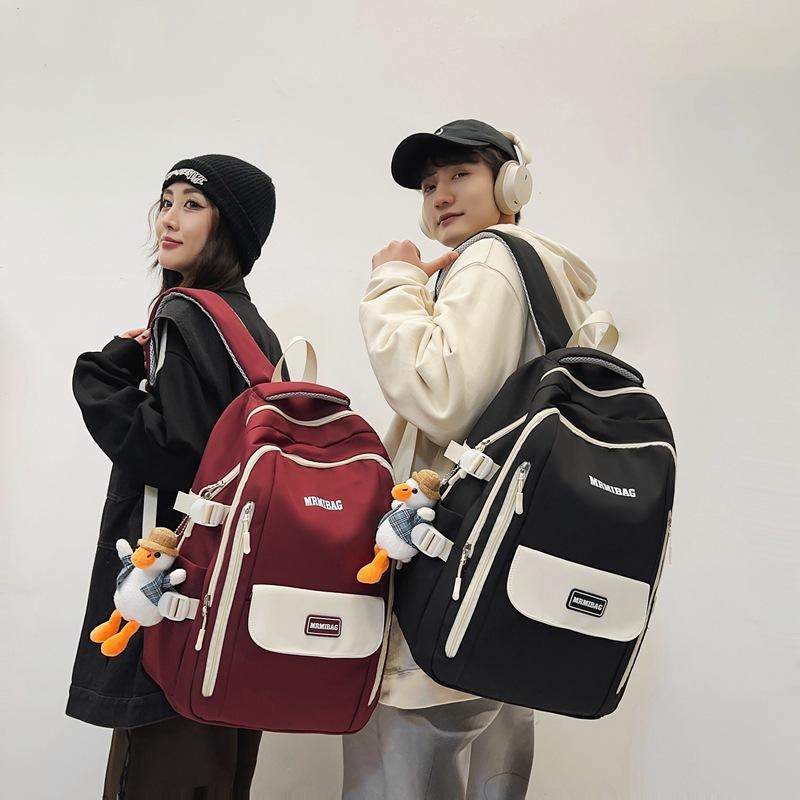 Student schoolbag spring and summer new letter double zipper junior high school student college backpack