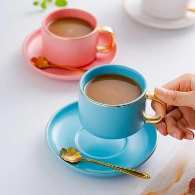 Ceramic Mug Porcelain Coffee Cups Cup and Saucer Set Tea Tableware Espresso Accessories Reusable Coffeeware Kitchen Dining Bar