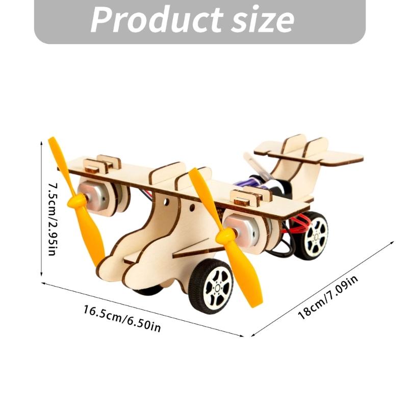Assembly Wooden Double Engine Aircraft Model Toy Aerodynamics Experiment Demonstration Tool for Classroom Teaching