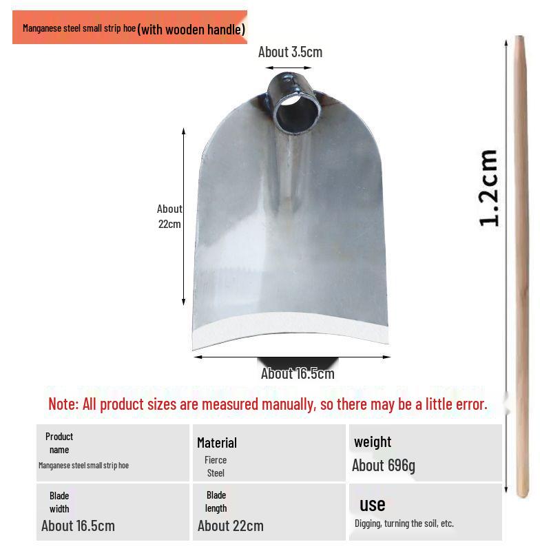 All-Steel Manganese Hoe for Outdoor Gardening and Land Reclamation