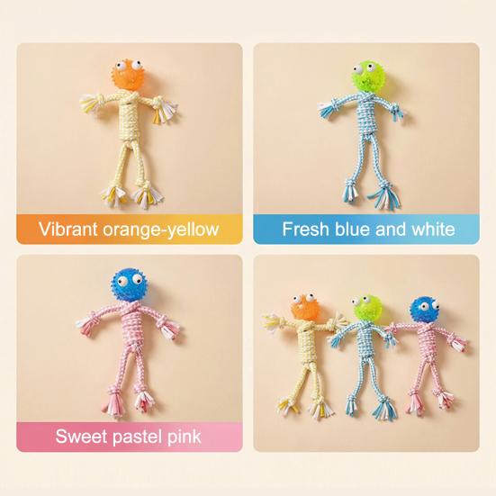 Dog Rope Chew Toy Squeaky Spiky Ball Cotton Rope Puppy Teething Toy Interactive Tug-of-War Toy Toy for Small And Medium Dogs Teeth Cleaning