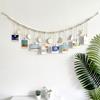130cm Photo Garland With Wooden Beads Moon Tags 3 Sizes Wall Mounted Photo Clip String For Bedroom Office Dorm Party Decor
