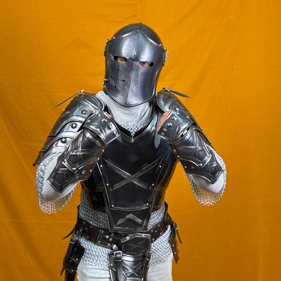 Steel Armor Set Full-Body Knight Cuirass, Pauldrons, Bracers Greaves for LARP, Cosplay Collectors