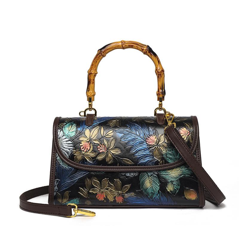 Women s shoulder bag, retro carved ethnic style texture, versatile crossbody bag, casual European style women s bag