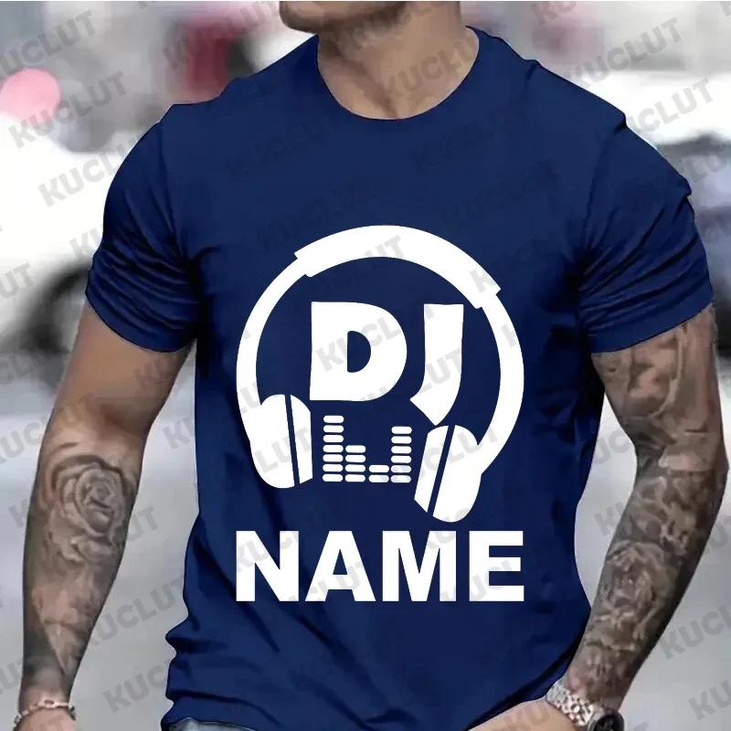 T Shirts for Men Personalized Customized DJ Shirt with Name Funny Disc T-shirts Custom DJ Tee Techno Music Lover Tee Shirts