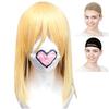 CaseEden Cosplay Wig, Short, 40cm, Light Gold, Blonde, Gold, Set of 2 Wig Nets