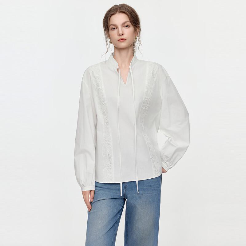 ELLE Women's Casual Lace White Shirt