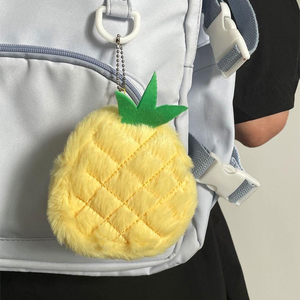 

Cute Kid s Coin Pouch Soft Storage Bag Zipper Fruit Shape Plush Coin Purse School Bag pineapple