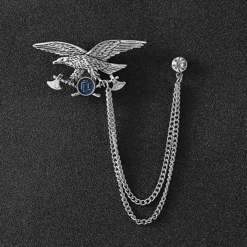 Elegant Crown Chain Brooch - Trendy European & American Lapel Accessory for Suits