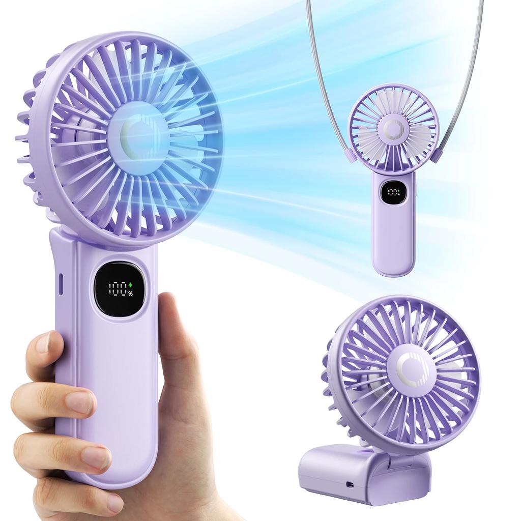 Handheld Fan Foldable Portable Fan with LED Display 3000mAh Battery Operated Mini Hand Held Fan for Travel Beach Outdoor Fanatec