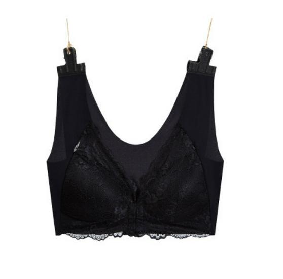 Plus Size Seamless Lace Push-Up Bra with Front Closure and Beautiful Back Design