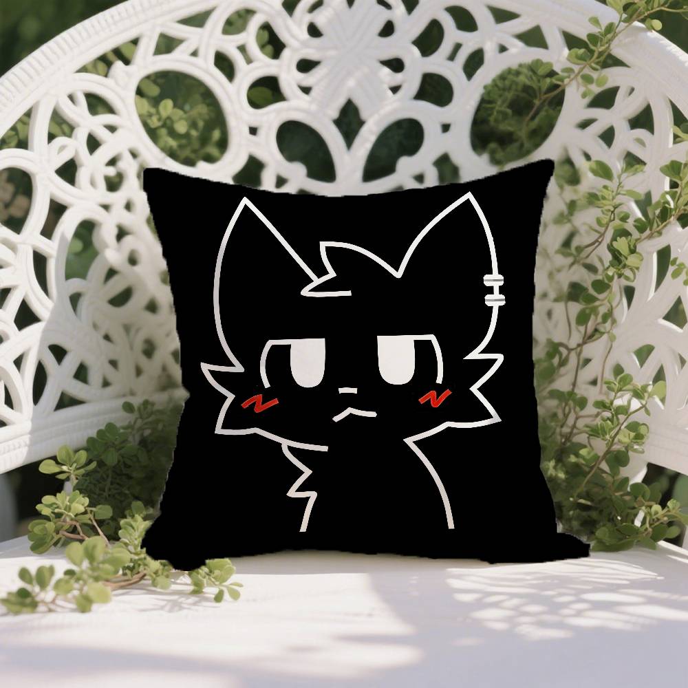 

Cute Cartoon Beautiful Cat Boykisser Pillow Case Anti-dustmite Pillowcase Invisible Zipper Silky Short Plush Sofa Cushion Cover 12x12Inch