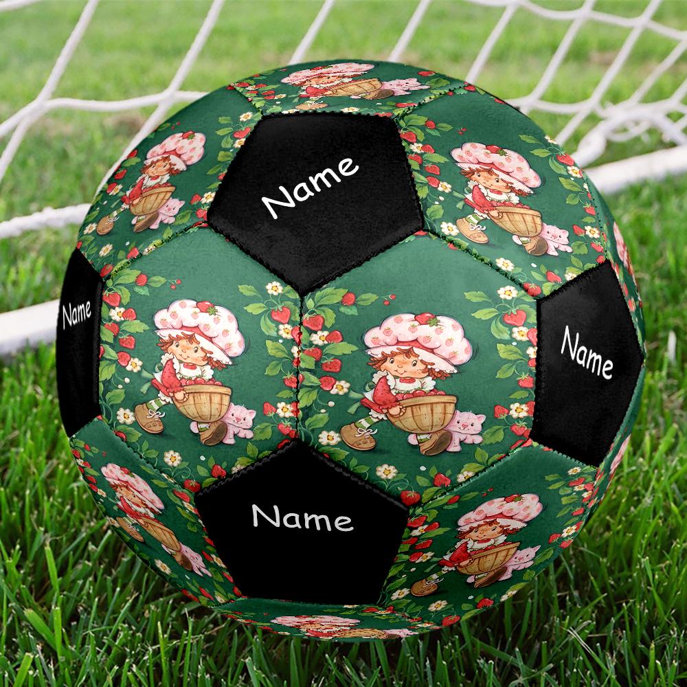 Custom Name Strawberry Shortcake Theme Size 5 Soccer Ball, Suitable for Both Indoor and Outdoor Matches, a Gift Suitable for Everyone.