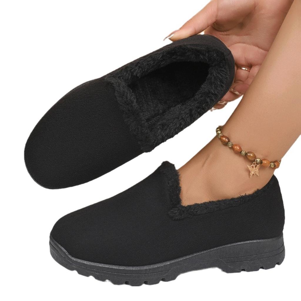 Snow cotton shoes low-top warm autumn and winter women's cotton shoes Doudou shoes fashionable one-pedal comfortable soft-soled snow