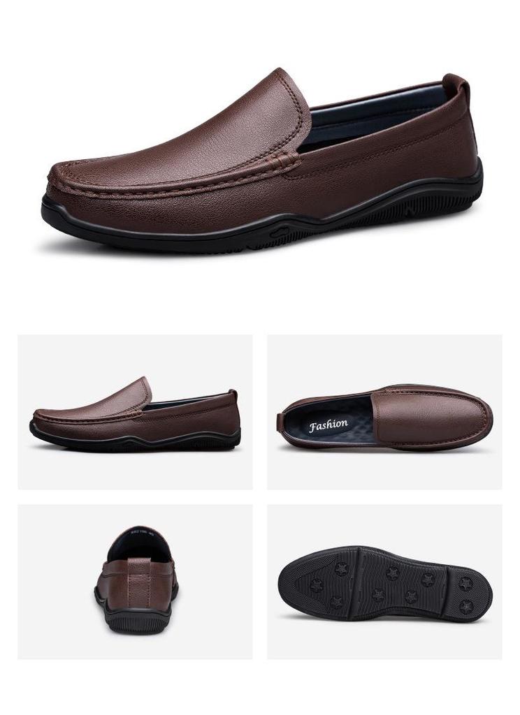 New Men's Genuine Leather Loafers: Breathable, Soft Sole Slip-on Casual Driving Shoes