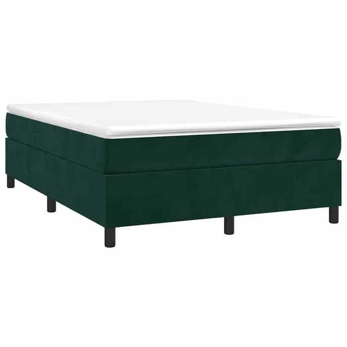 Cadre de lit avec matelas - Maison Exclusive - Velours vert foncé - 140x200cm - 2 places
