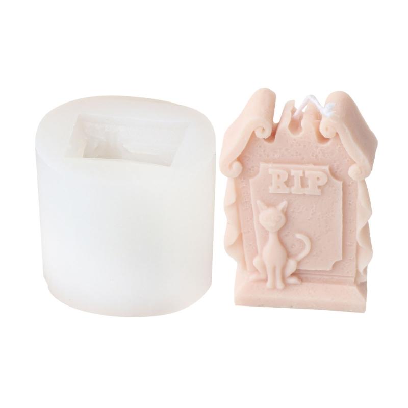 Unique Shape Silicone Candle Mold Halloween Decorative Silicone Candle Maker with Detailed Specter House Designs
