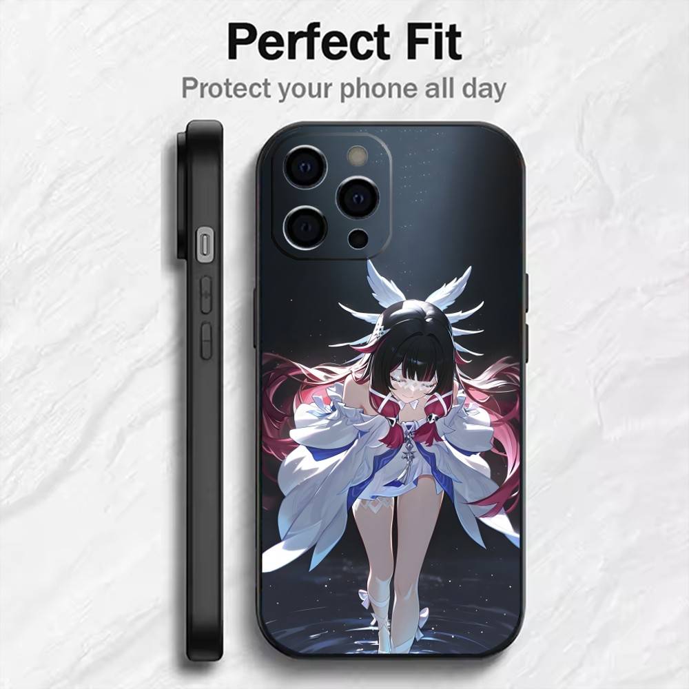 Moon Goddess Girl C-Columbina  Phone Case For iPhone17,16,15,14,13,12 Plus,Max Soft Silicone Black Cover
