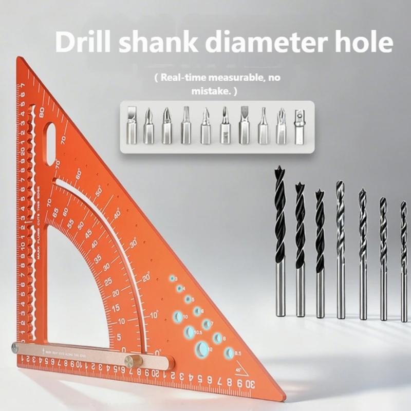 Adjustable Aluminum Alloy Triangle Ruler For Precise Angle Measurement And Straight Line Drawing Woodworking Projects