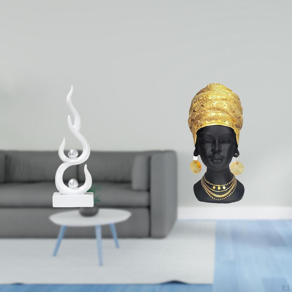 Modern Resin Flame Figurine And African Woman Sculpture Creative Desktop Ornament for Home Office