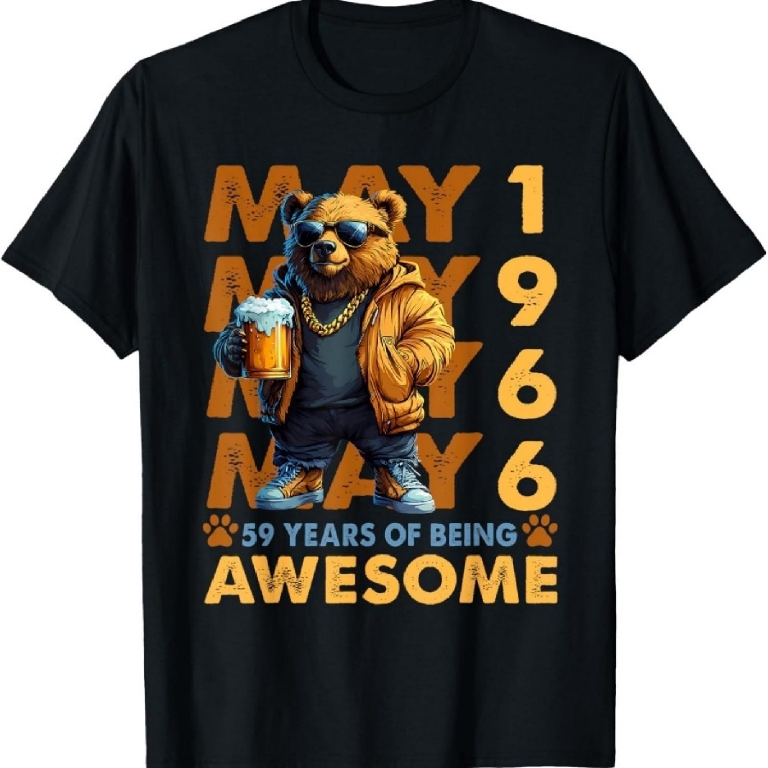 

59th Birthday Bear Legends May 1966 59 Years Old For Mens T-Shirt XXXXXL чёрный