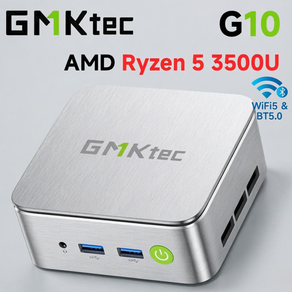 GMKtec G10 AMD Ryzen 5 3500U Mini PC, Small Desktop Computer Windows 11 Pro 8GB RAM 256GB SSD 4K Home Office