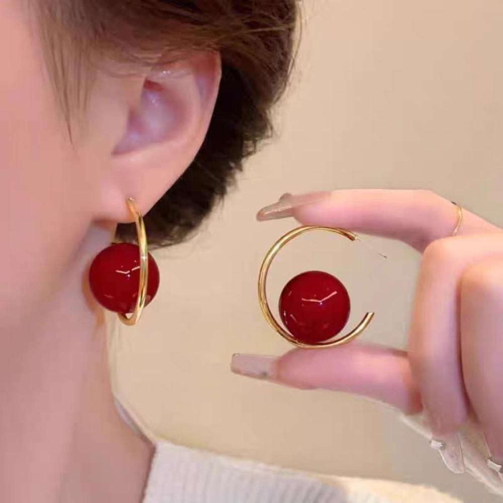 

Имитация жемчуга+Железные подвески Висячие Преувеличенные Геометрические Серьги-гвоздики Капли Женщины Девушки Gold&Red