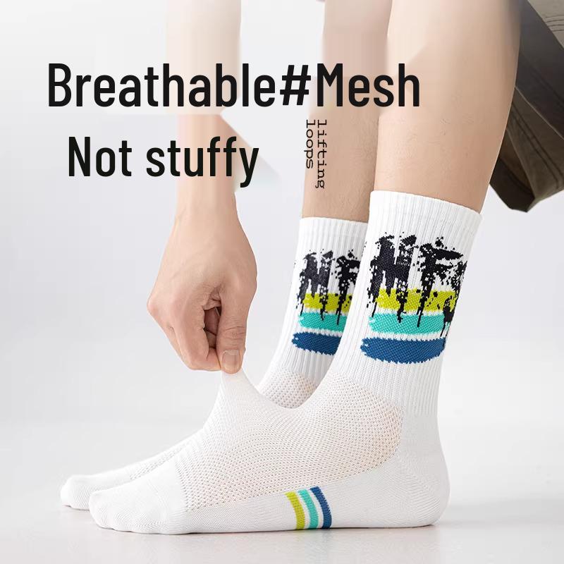 Teen Trendy Men's Socks: Breathable, Odor-Resistant, Thin Pure Cotton for Spring/Summer - Ideal for Middle School and Big Kid Sports.