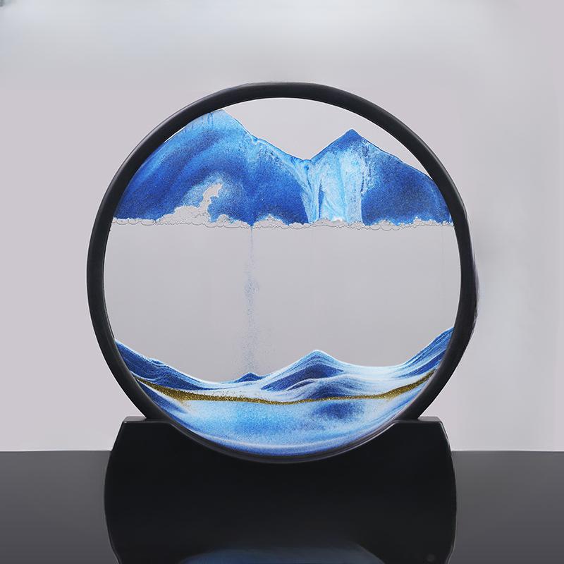 

Круглая картина «Зыбучий песок» 3D Трехмерная динамическая песочная картина Украшение для дома Подарки Подарки для мужчин и женщин Украшения для гостиной Украшения для рабочего стола 12 inch round blue