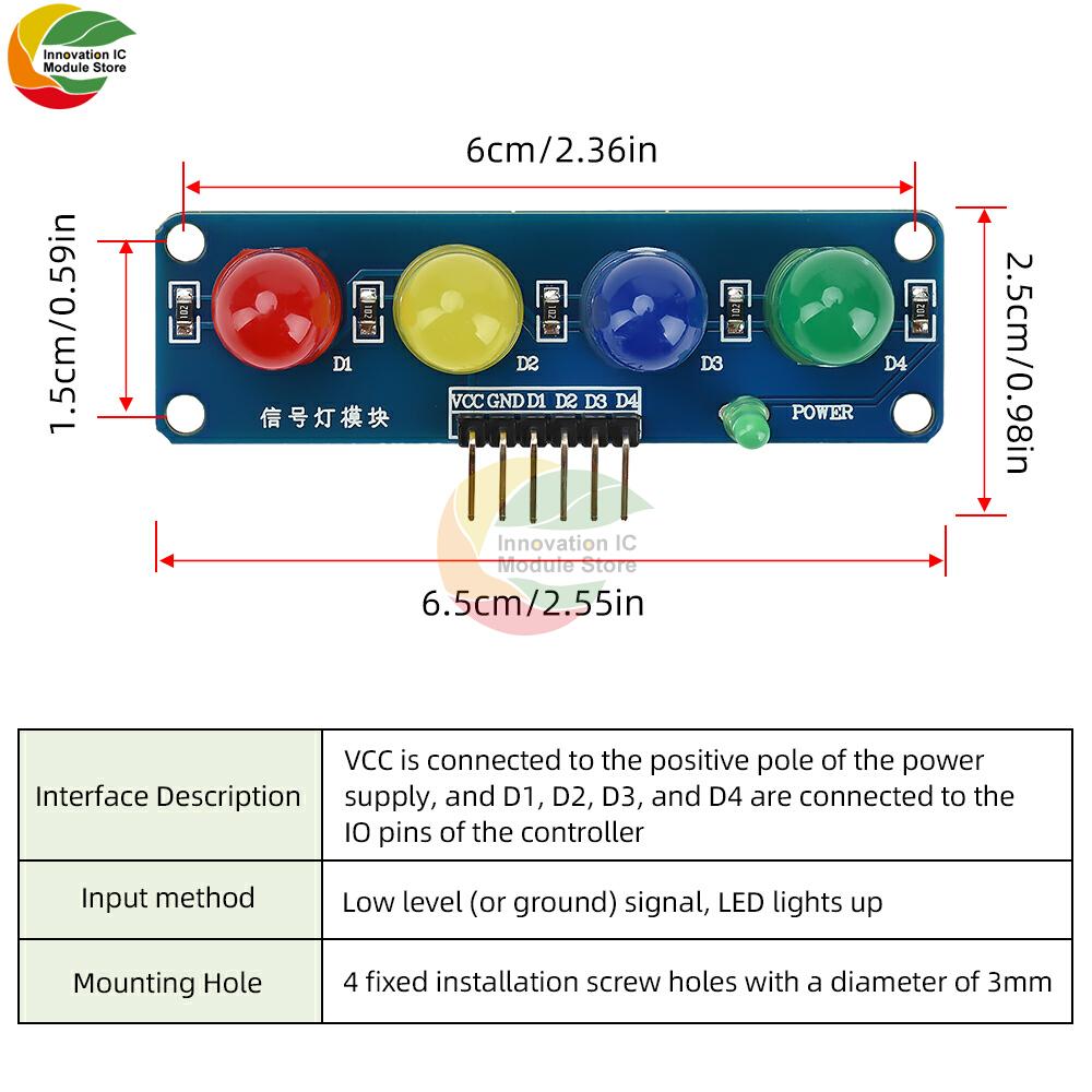 DC 3,3-5V ST009 Vier-Positionen-LED-Modul LED-Signallichtmodul Ampelmodul