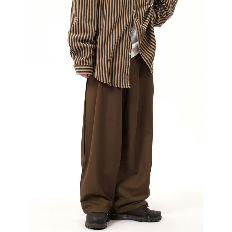 Women's Casual Trousers Plus Size Baggy Straight Wide Leg Pants Vintage Style Clothes Y2k Brown Black