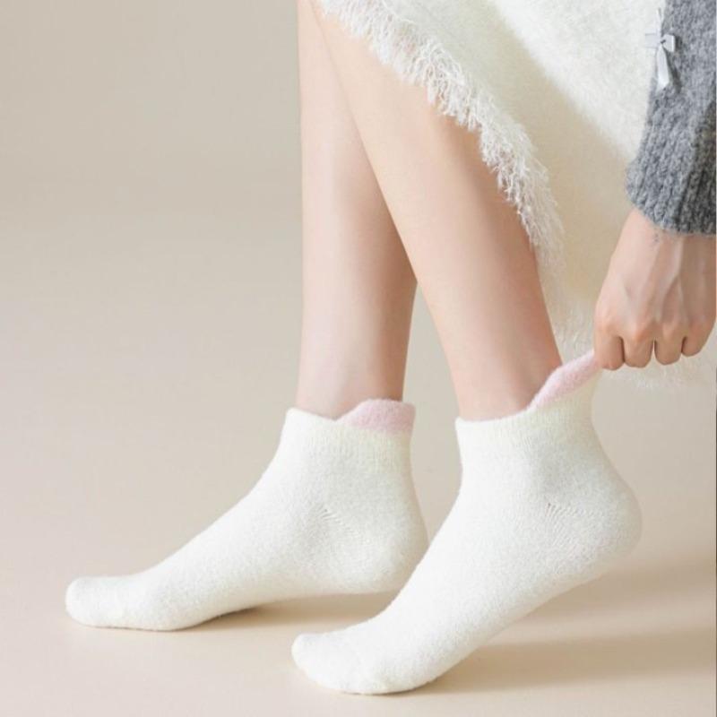 Women's Autumn and Winter Fleece, Australian Fleece, Casual, Versatile, Color-matching, Non-fading, Boat Socks, Floor Socks