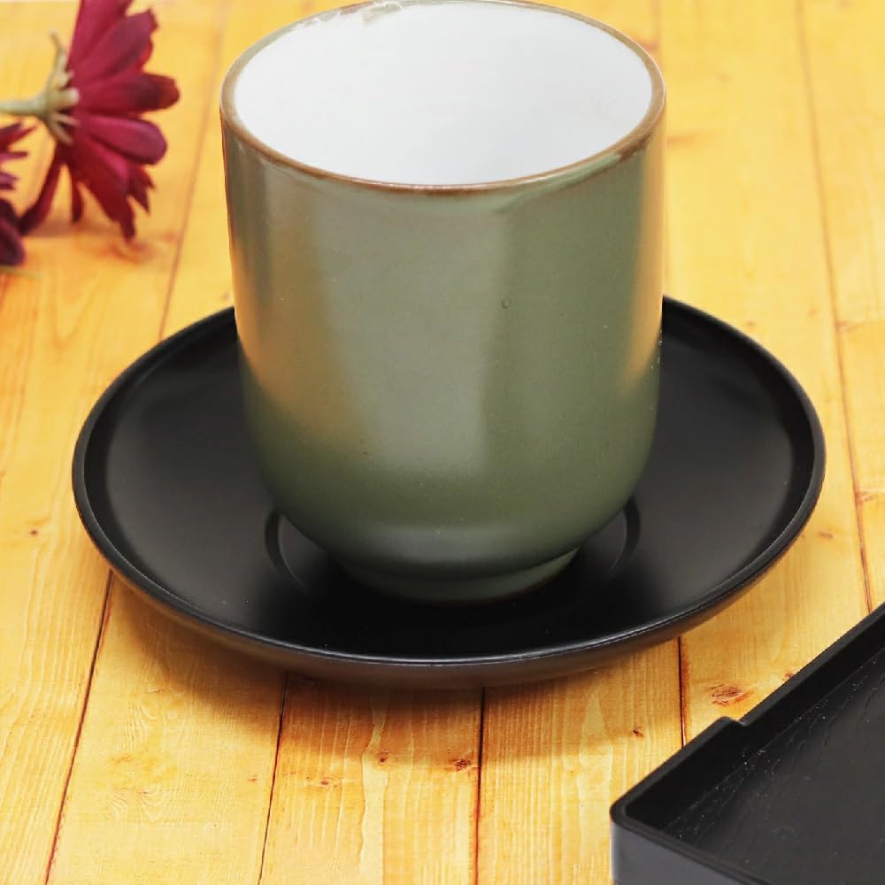 Tanaka Hashiten Chaton 12cm Tea Tray Coaster, Stylish, Washable, Plastic, Round, Cute, Cat-Patterned Coaster for Guests, Natural, Cat-Themed Decor,