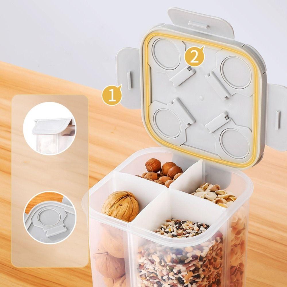 Transparent Grain Storage Box Square Food Storage Box Practical Divided Storage Containers  Kitchen