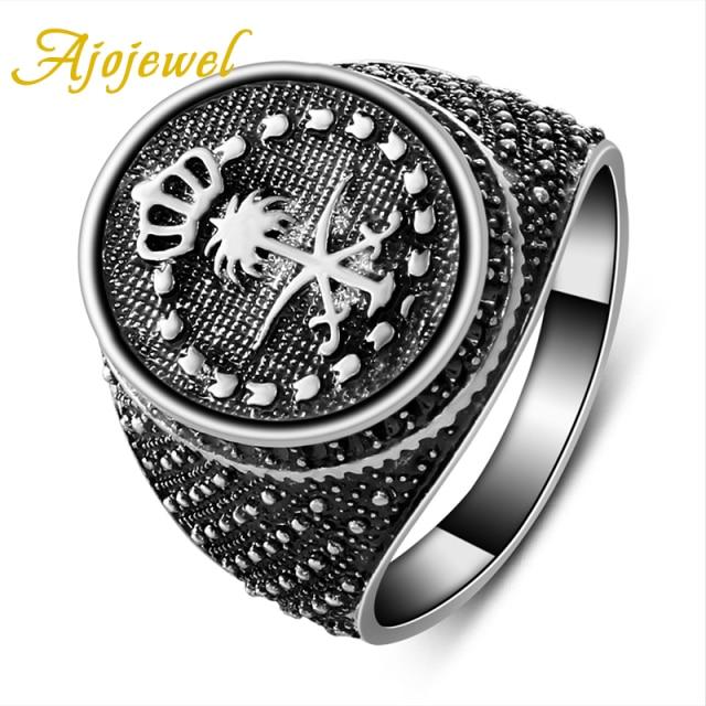 Ajojewel Size 7 12 Classic Gold Color Color Rhinestone Men Rings Black Enamel Male Finger Rings Best SellingClassic Finger Ring