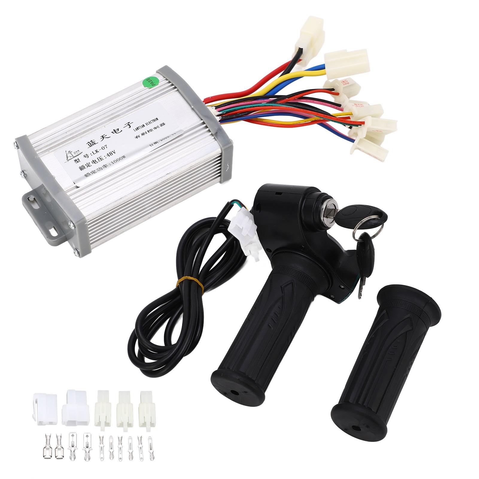 

48V 1000W Motor Brushed Controller Twist Throttle with Lock Key Set Electric Bike Bicycle Retrofit Controller Kit
