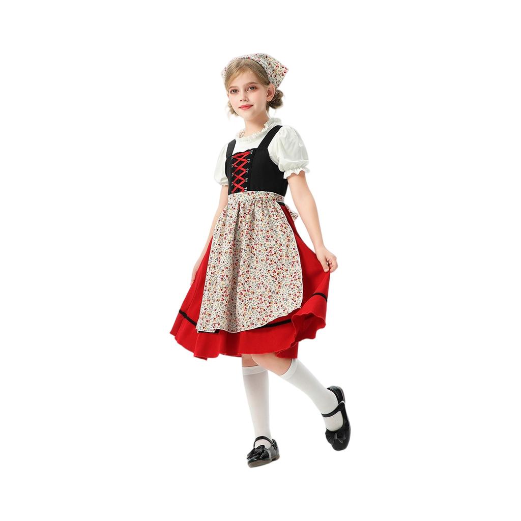 Girls' Checkered Dress - Folk Festival Costume