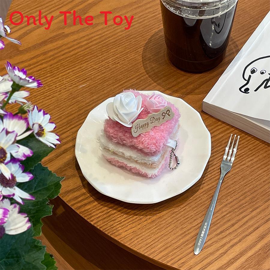 Plush Strawberry Cake Keychain Cute Food Plush Toy For Girls And Teens розовый