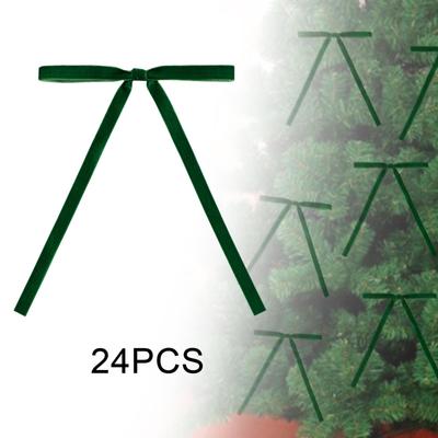 24Pcs Velvet Christmas Bows Ornament Twist Tie Simple Gift Wrapping Xmas Decoration