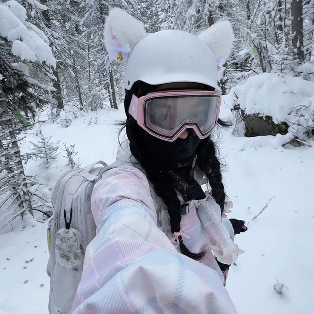 Plush Ear Helmet Decoration With Bell Bowknot Multiple Ski Colors Cute Accessories Helmet Ornament Helmet Motorcycle V2t7