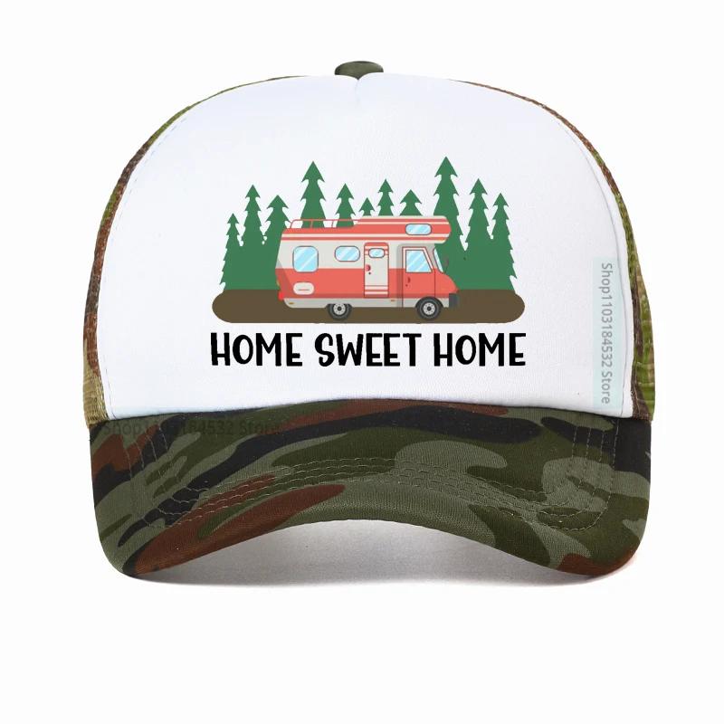 Motorhome RV Camping Camper Home Sweet Baseball Cap Outdoor Travel Adventure Dad hat Summer Unisex Mesh Visor Outdoor Sun Hats