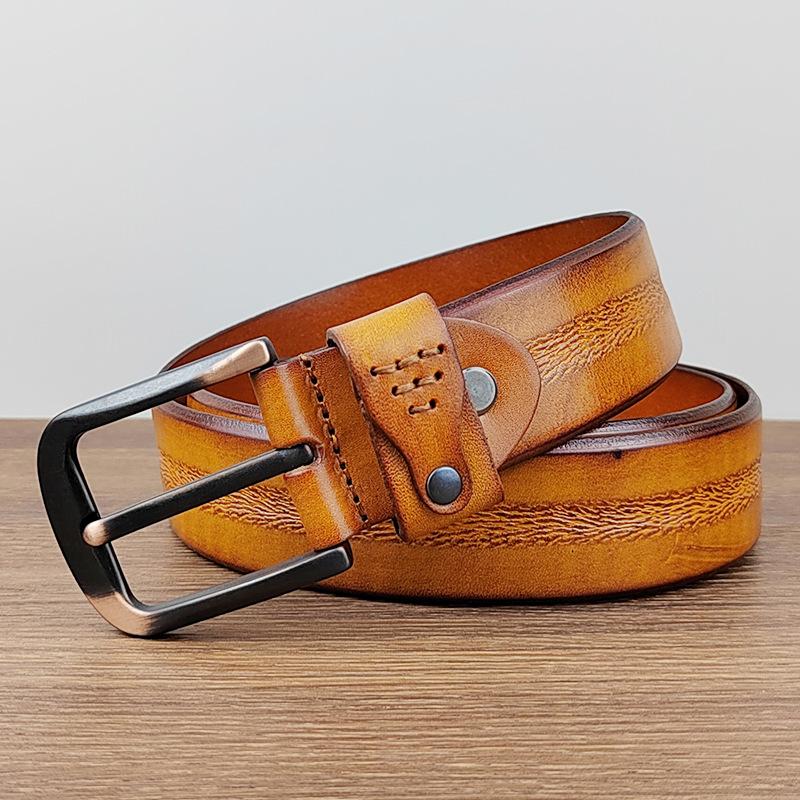 Belt Men'S Leather Handmade Casual Retro First Layer Cowhide Belt Youth Pure Cowhide Young People Trend Belt