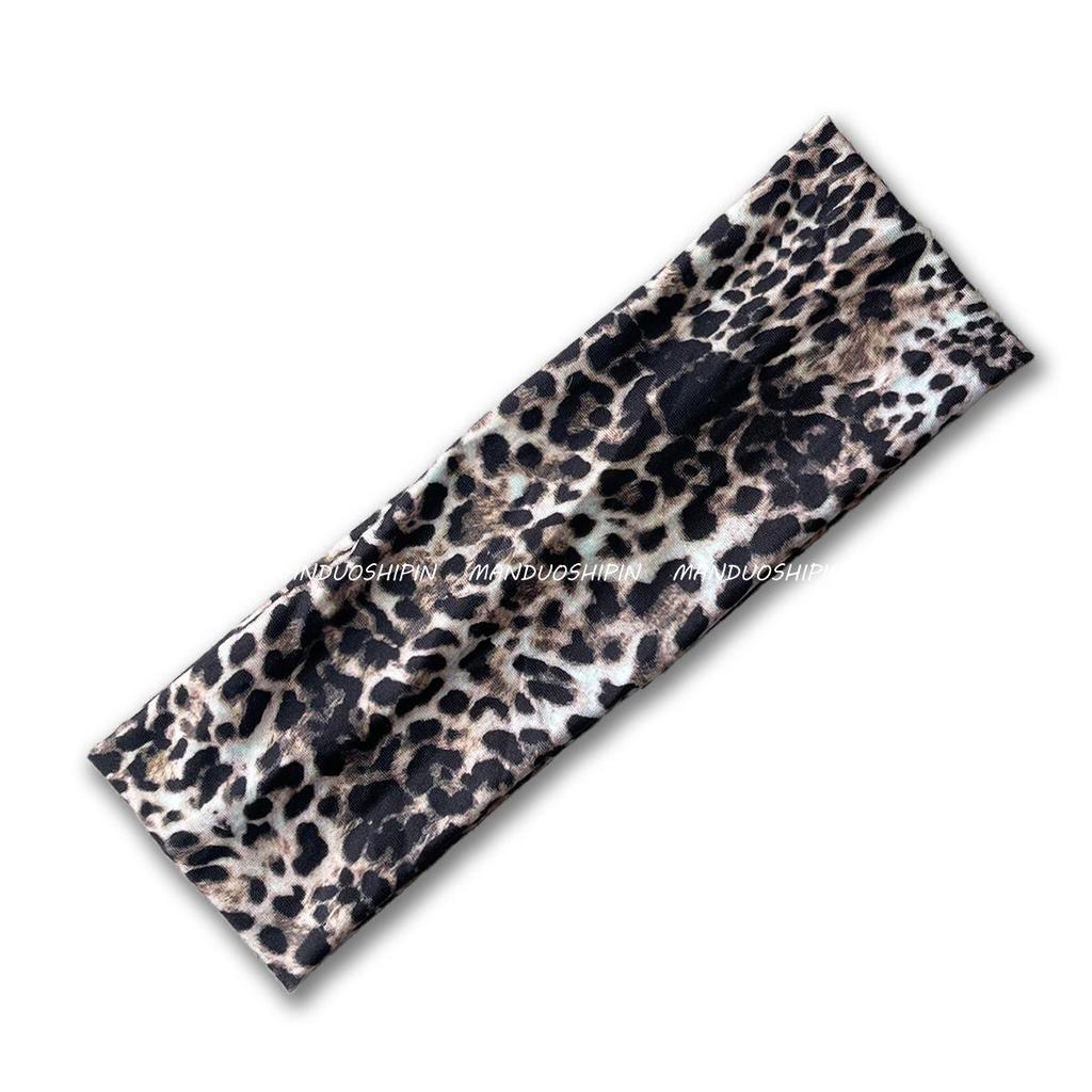 Retro Leopard Print Elastic Headband: Fashionable Sweat-Absorbing Accessory for Women