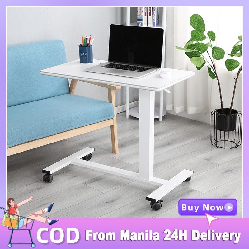 Adjustable Bedside Laptop Table With Wheels Foldable Mobile Computer Desk Small Table Study Desk Simple Lazy Wood Bed Side Table Sofa Side Table белый