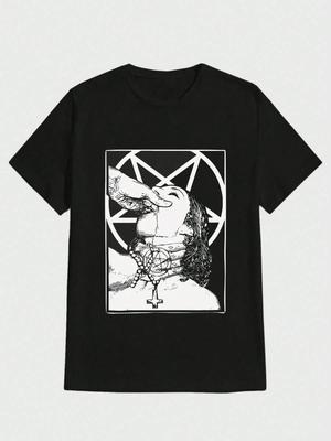 Choke Me Satan Print Casual Digital Print Pure Heavy Cotton T Shirt T-shirt Suitable for Men Casual Short-sleeved Round-neck Tee