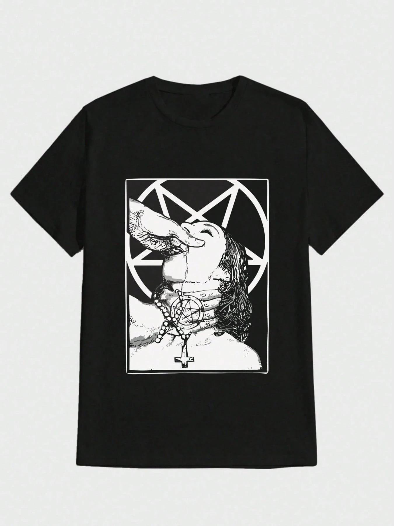 

Choke Me Satan Print Casual Digital Print Pure Heavy Cotton T Shirt T-shirt Suitable for Men Casual Short-sleeved Round-neck Tee 4XL
