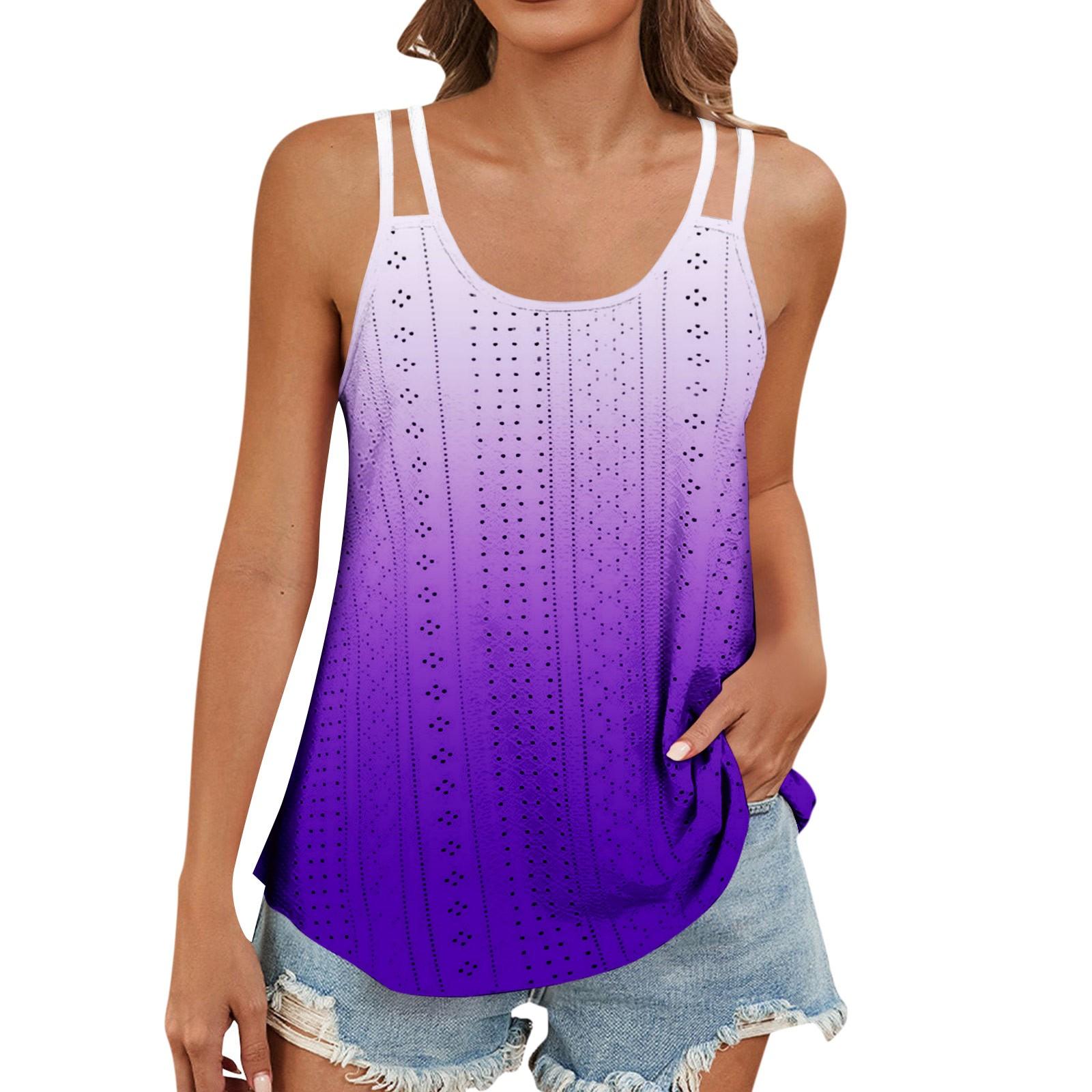 Женский модный повседневный жилет с градиентным цветным принтом и U-образным вырезом — фото 10