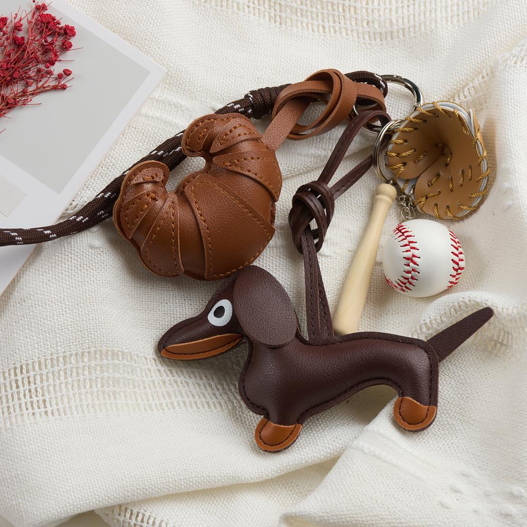Yogodlns Sausage Dog Women Bag Decoration Chocolate Pendant Keychain Bag Charm Decor Handbag Hanging Ornament