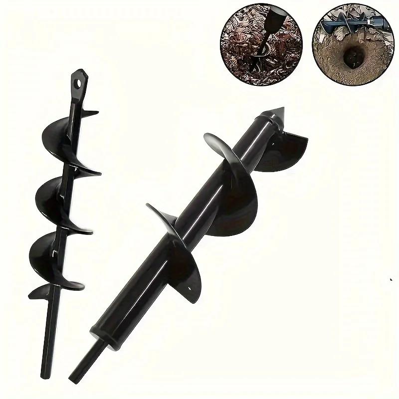 2 Garden Plant Auger Bits, Black Hex Drive Cement Board Auger Bits for Planting, Solid Auger Bit Planter, Auger Storage Case
