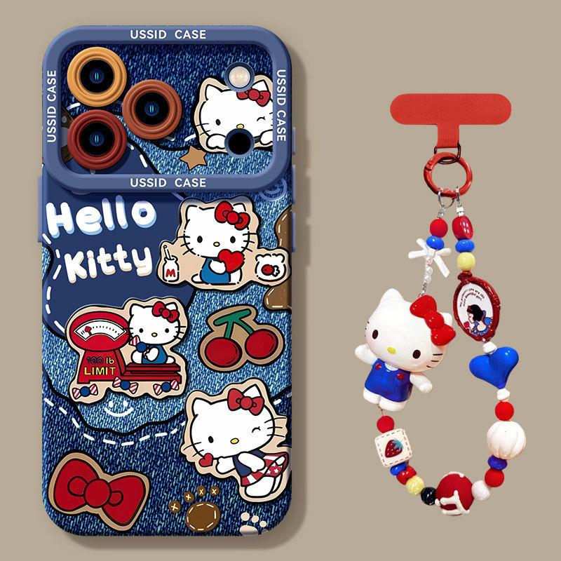 Applicable to Apple 17promax denim cat kt16 silicone 12 soft 15 all-inclusive iphone14 sets of 13 mobile phone cases